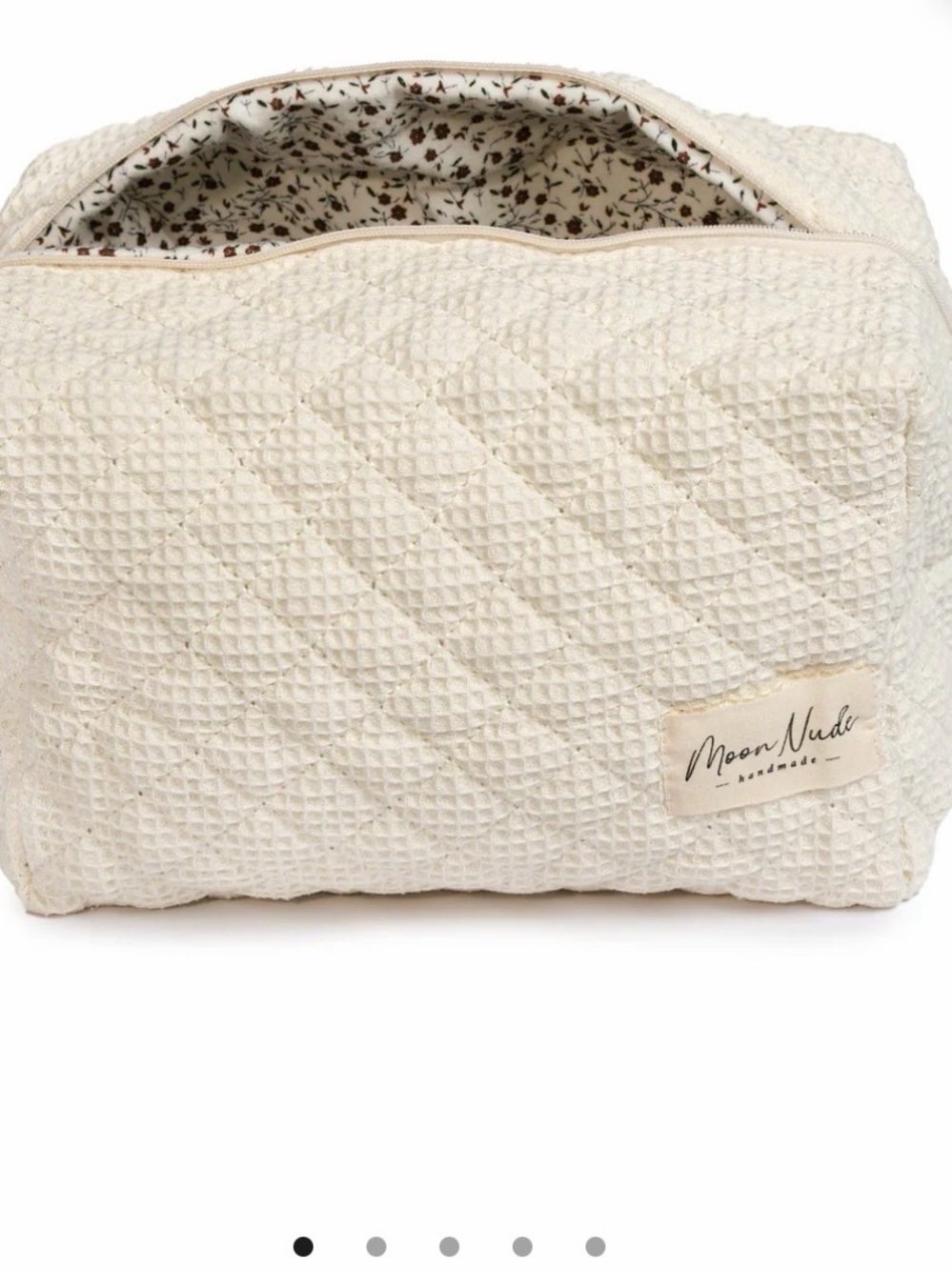 New Moon Nude Large Quilted Cosmetic Pouch in Cream